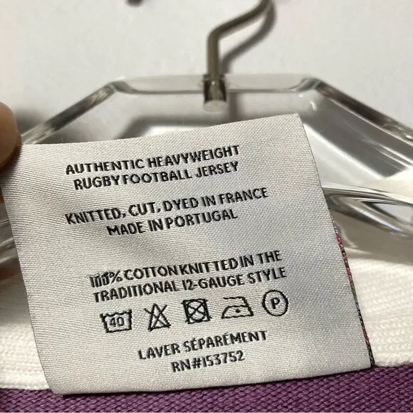 Rowing Blazers x Sports D'Epoque Rugby Polo Purple Yellow Heavyweight Jersey - Picture 6 of 12